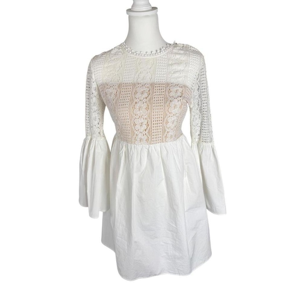 Endless Rose White Lace Open Back Dress S‎ Boho Fairycore Bridal Shower Mini